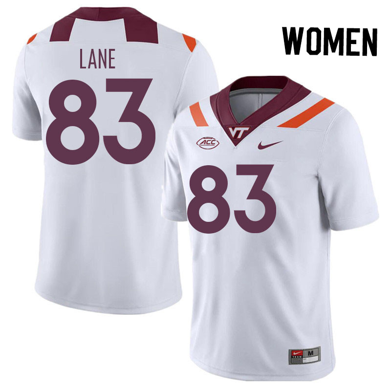 Women #83 Jaylin Lane Virginia Tech Hokies College Football Jerseys Stitched Sale-White